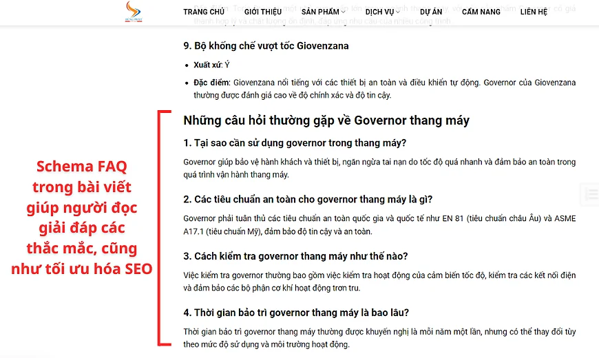 Schema FAQ trong bài viết chuẩn SEO