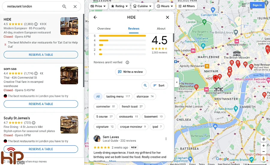 yếu tố review của người dùng khi local SEO